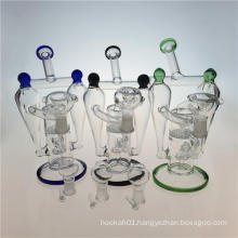 Double Recycler Hookah Glass Smoking Pipe with Honeycomb Perc (ES-GB-392)